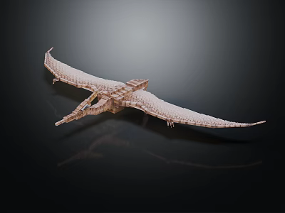 Creative Building Blocks Pterosaur Model With Intricate Structure And Extended Wings 3d model