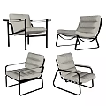 Modern Leisure Chairs With Metal Frame And Upholstered Seats In Sleek Design