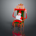 Festive Christmas Santa Decorative Chair With Red Gift Box And Holiday Design