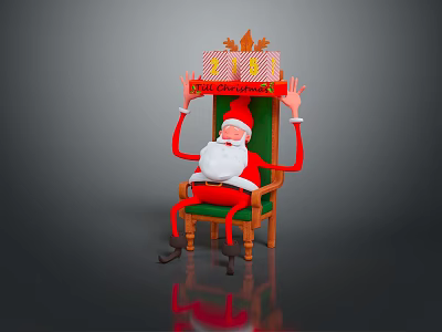 Festive Christmas Santa Decorative Chair With Red Gift Box And Holiday Design 3d model