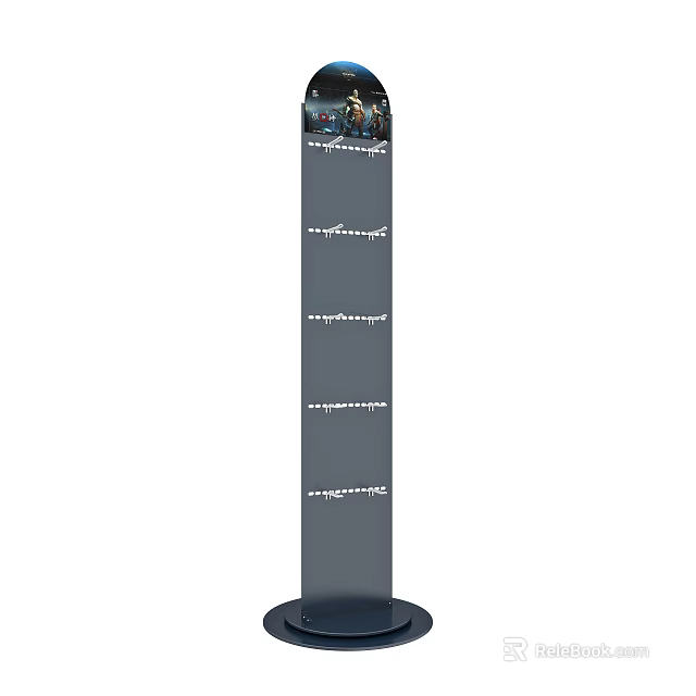 Tall Vertical Display Shelf With Multiple Shelves For Retail Product 3d model 