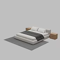 Modern Double Bed Interior Design With Wooden Nightstands And Gray Rug