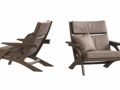 Elegant Modern Leather Lounge Chair With Wooden Frame And Soft Cushion 3d model