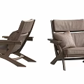 Elegant Modern Leather Lounge Chair With Wooden Frame And Soft Cushion