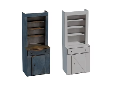 Practical Display Shelves With Blue And Gray Finishes Multiple Shelves Drawers And Cabinet Doors 3d model