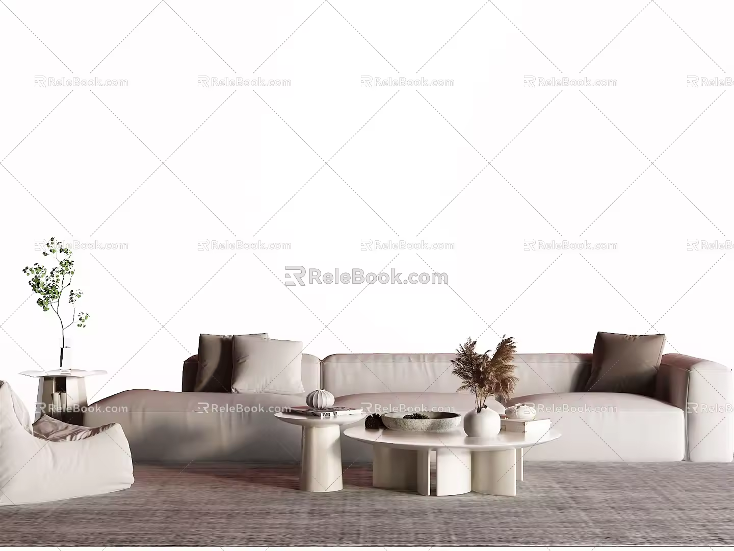 Modern Sofa Coffee Table Combo Fabric Sofa 3d model