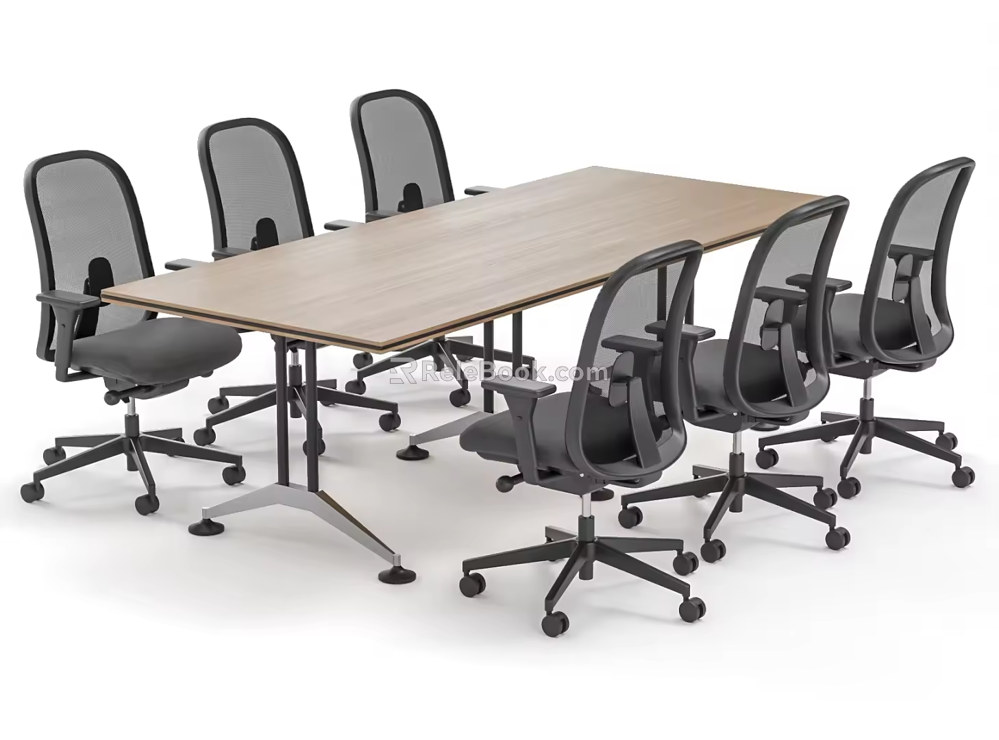 Conference Table and Chair Combination Small Conference Table Mesh Office Chair 3d model