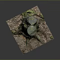 Rustic Wood Tree Stump With Natural Stone Base And Mossy Texture Details 3d model