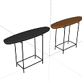 Black and Brown Entryway Console Tables with Oval Top and Metal Frame