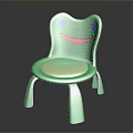 Cute Green Frog Shaped Kids Stool with Smiling Face Blue Eyes Red Mouth Light Seat
