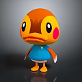 Cartoon Character And Duck Creature With Orange Yellow Appearance Red Cheeks Blue Outfit Yellow Logo