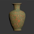 Decorative Ceramic Vase With Green Orange Floral Patterns For Home Decoration