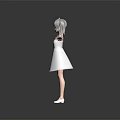 Anime Girl Character With Cat Ears Twin Tails And White Dress Standing