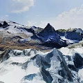 Breathtaking Mountain Landscape With Snow Covered Peaks Blue Sky And White Clouds Scenic View