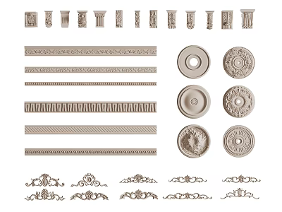 Intricate Decorative Carvings With Molding Rosettes Ornamental Patterns And Architectural Details 3d model