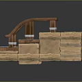 Wooden Step Structure With Arched Beams And Brick Base And Metal Brackets 3d model