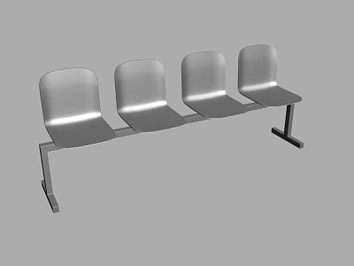 Modern Metal Public Seating With Four Connected Chairs For Public Areas 3d model