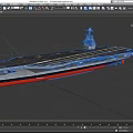Large Aircraft Carrier With Flight Deck Island Superstructure And Red Hull 3d model
