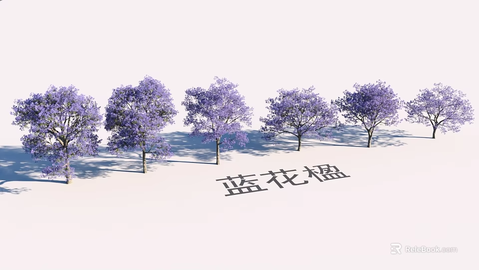 Serene Garden Landscape With Jacaranda Trees Purple Blooms And Natural Scenery 3d model 