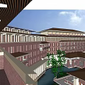 Traditional Style Hotel Building With Multi story Structure Courtyard And Water Feature