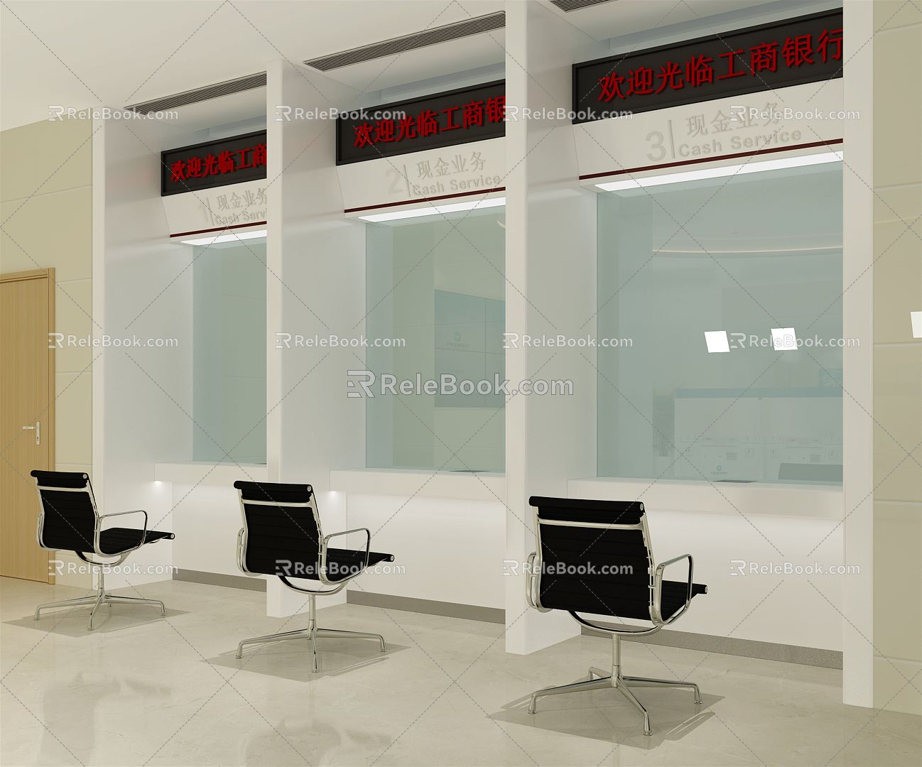 Modern Bank Window 3d model