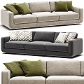 Modern Style Sofas With Gray Beige Upholstery And Green Geometric Pillows 3d model