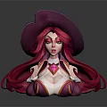 Witch Character With Long Pink Hair Purple Hat And Heart Gem