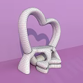 Interactive Area Featuring Red Heart Shaped Structure And Blue Base On Purple Background