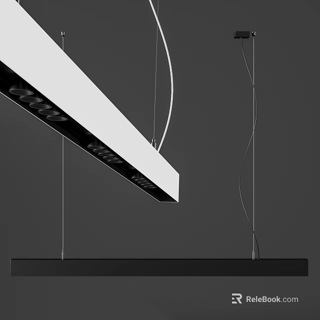 Modern Sleek Linear Chandelier with LED Lighting for Dining Room Minimalist Design 3d model 
