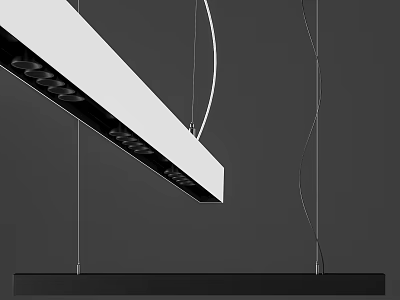 Modern Sleek Linear Chandelier with LED Lighting for Dining Room Minimalist Design 3d model