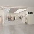 Modern Clothing Store Interior Design With Displayed Clothes Mannequins Racks And Potted Plants