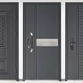 Dark Gray Swing Doors With Decorative Patterns Smart Lock And Vertical Stripes Design 3d model