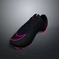 Black Soccer Cleats With Pink Logo And Vibrant Studs For Athletic Activities