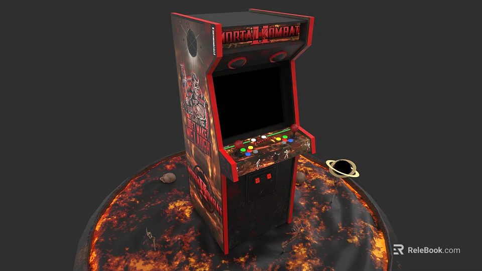 Mortal Kombat Arcade Machine Classic Entertainment Appliance With Retro Game Controls 3d model 