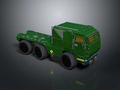 Green Military Style Truck With Multiple Wheels And Metallic Body Design 3d model