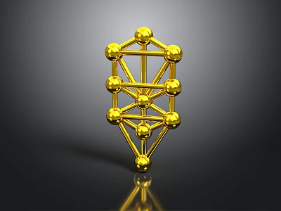 Golden Geometric Structure With Spherical Nodes And Connecting Lines 3d model