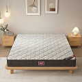 Comfortable Quilted Mattress With Diamond Pattern Light Gray Surface On Wooden Frame Modern Bedroom Setting