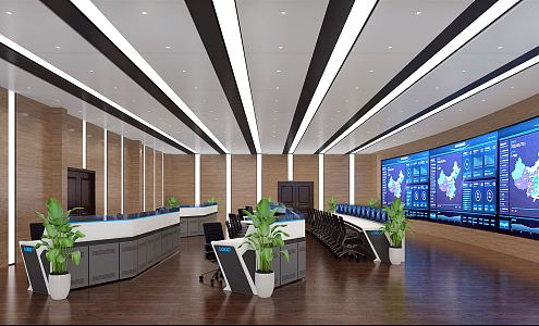 Modern Monitoring Room Meeting Room Dispatcher Room 3d model