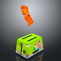 Green Toaster With Popping Orange Toast Slices And Colorful Stickers