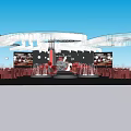 Elegant Banquet Hall Interior With White Rose Ceiling Crystal Lights And Round Stage