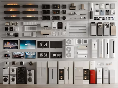 Wall Mounted Home Appliance Display With Air Conditioners And Fans 3d model