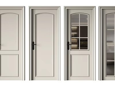 White Interior Hinged Doors With Various Designs And Glass Panel Options 3d model