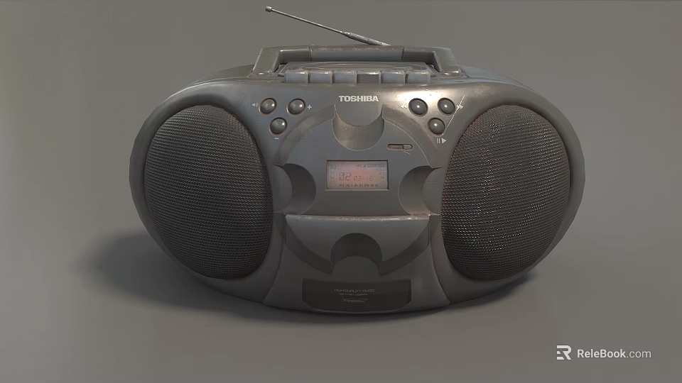 Yamaha Portable Boombox Household Appliance With Dual Speakers Digital Display Control Buttons And Antenna 3d model 