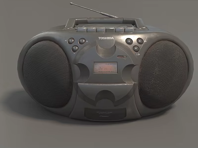 Yamaha Portable Boombox Household Appliance With Dual Speakers Digital Display Control Buttons And Antenna 3d model