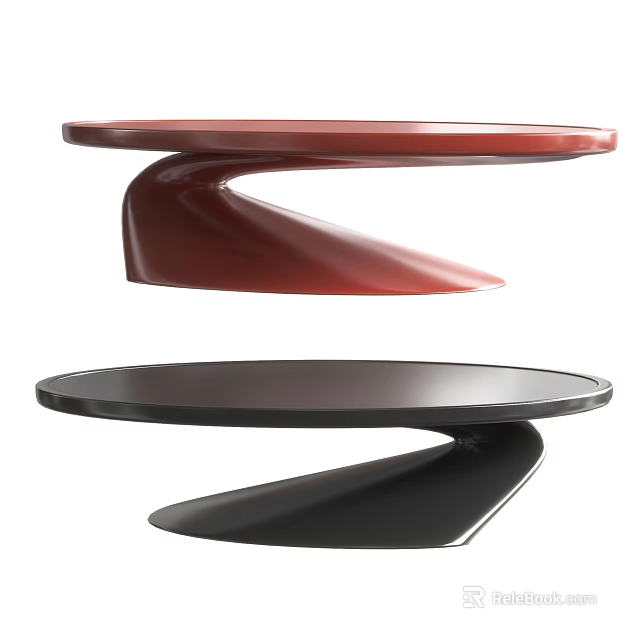 Modern Red And Black Coffee Tables With Spiral Base And Smooth Surface Design 3d model 