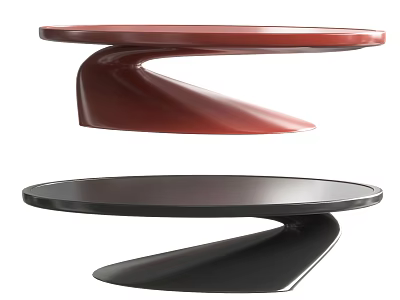 Modern Red And Black Coffee Tables With Spiral Base And Smooth Surface Design 3d model