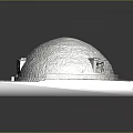 3D Architectural Dome Model Featuring Square Base Brick Texture And Small Door Design
