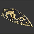 Knight Wielding Deep Blue Shield Adorned With Golden Dragon And Intricate Ornaments