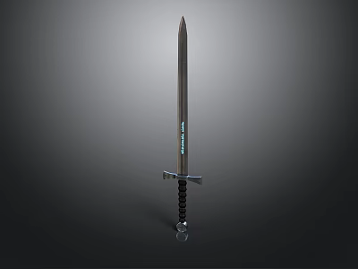 Medieval Sword With Metal Blade Black Grip And Decorative Hilt Design 3d model