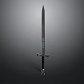 Medieval Sword With Metal Blade Black Grip And Decorative Hilt Design